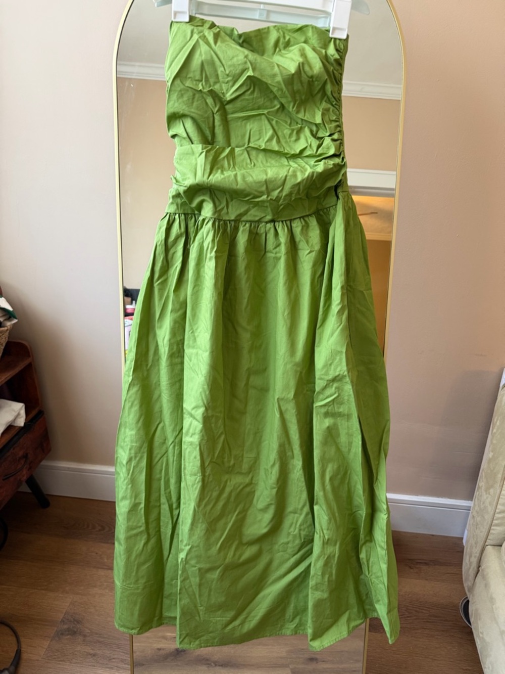 Strapless Chartreuse Evening Gown